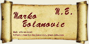 Marko Bolanović vizit kartica